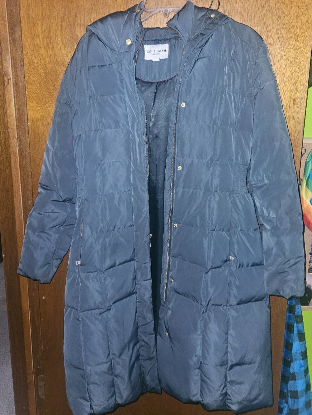 Cole Haan Signature Dark Grey Hooded Down Puffer Coat Large